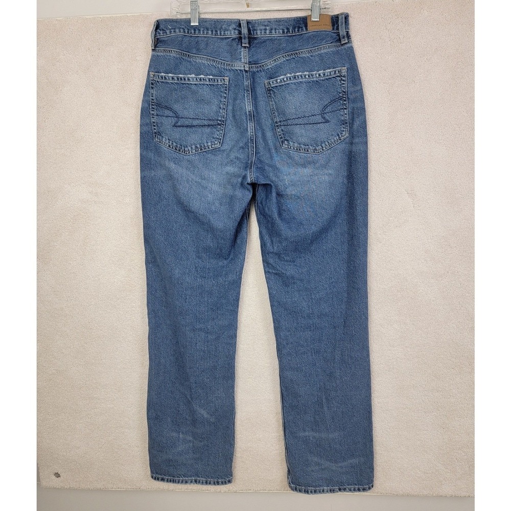 American Eagle Low-Rise Baggy Jeans Womens 12 Long Blue Wide Leg Y2K Retro Denim - Picture 3 of 14